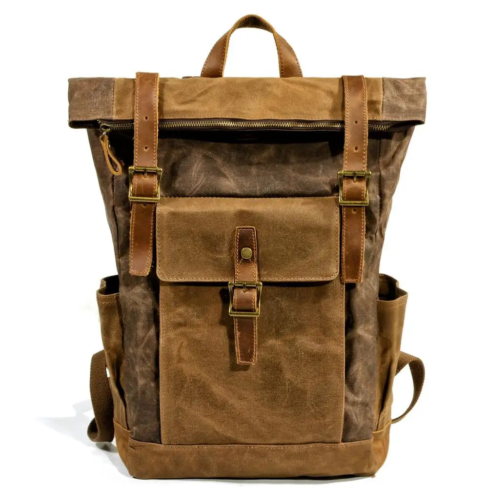Luxury Vintage Canvas Backpacks for Men Oil Wax Canvas Leather Travel Backpack Large Waterproof Daypacks Retro Bagpack