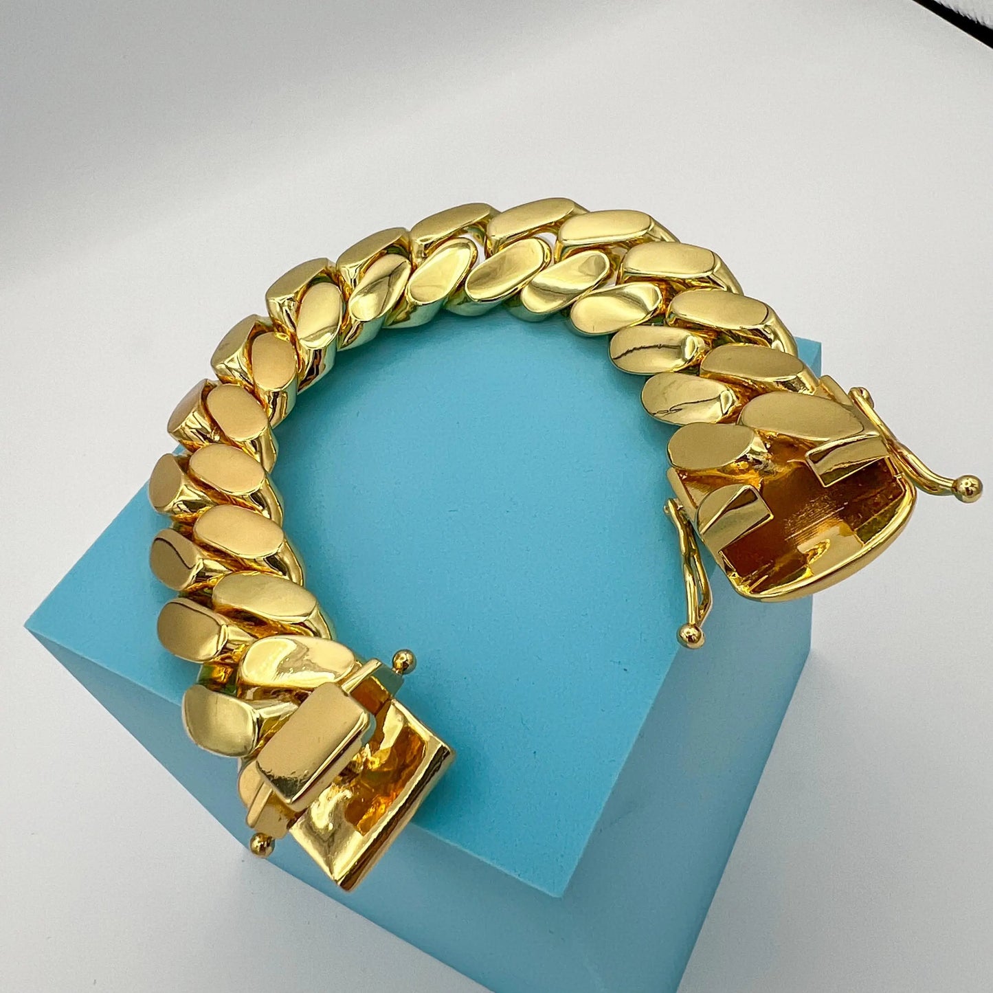 1pc Hip Hop Jewelry 22mm Heavy Luxury 18K Gold Plated Solid Cuban Miami Cuban Link Chain Necklace For Men Wholesale