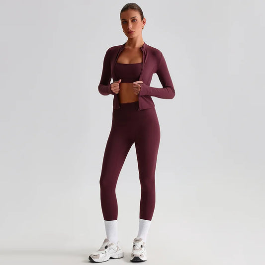 Yoga Jacket and Pants Set for Women Fitness Pilates Gym Wear Push Up Workout Activewear Outfit