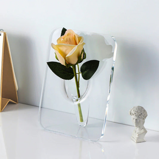 Minimalism Transparent Vase Flowers Pots Desk Decoration Flower Arrangement Geometry Square Floral Vases Room Decor Home