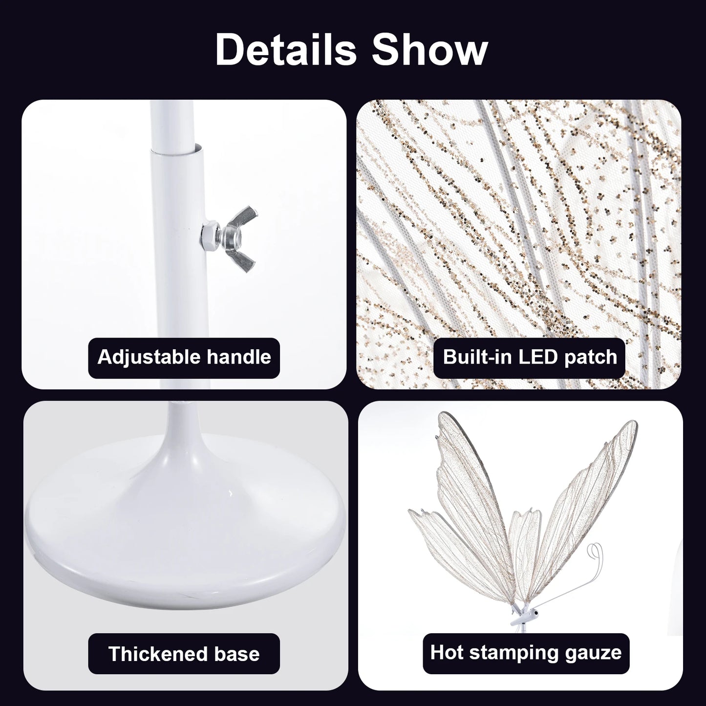 2pc LED Butterfly, Creative Lighting Wedding Floor Lamps, Romantic Butterfly Ceiling Light Decoration Props for Wedding Party