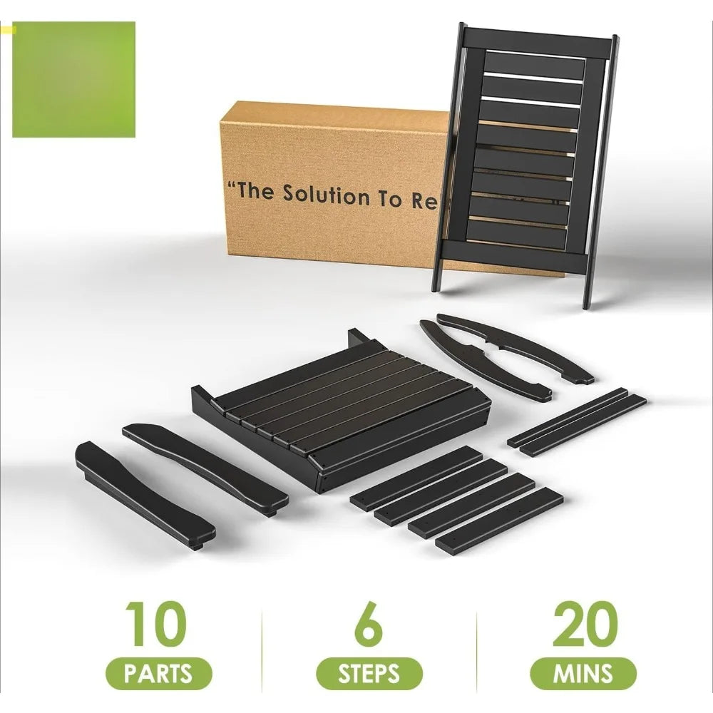 Outdoor Rocking Chairs Set of 2 Porch Rocker  HDPE Plastic Oversized Rockers High Back  Big & Tall Ladder Back for Patio Outside