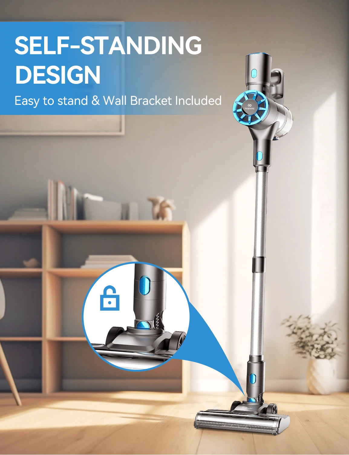 TASVAC N9 Cordless Vacuum Cleaner for Home, 8 in 1 Lightweight Stick Vacuum with LED Display
