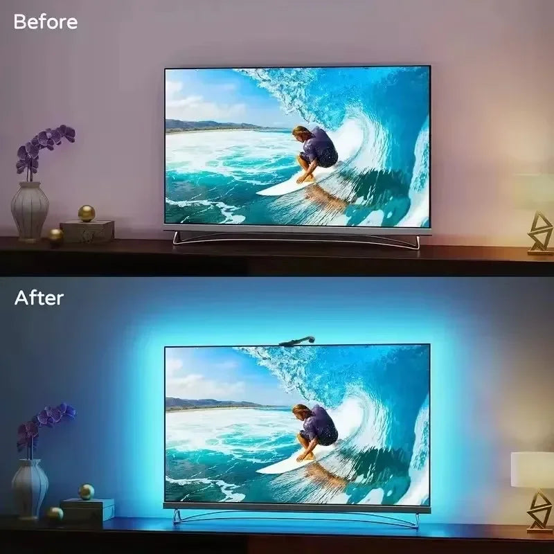 Smart Tv Led Backlight With Camera 5V Usb Rgbic Led Tv Screen Synchronized Ambilight 3.8M 5M App Remote Control For Gaming Room