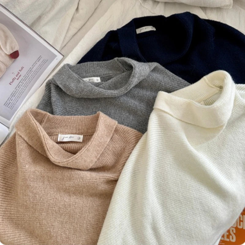 Fashion Knitted Women's Pullover Women Batwing Sleeve Loose Sweater Trendy Autumn Winter Advanced Slouchy Neck Soft Warm Jumper