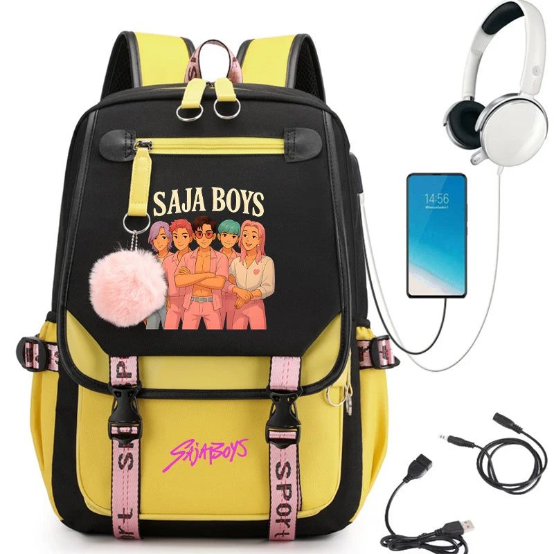 2025 New Back To School Backpack for Girls Boys Teenager KPop Demon Hunters Fashion Usb School Bags Travel Backpacks Mochila