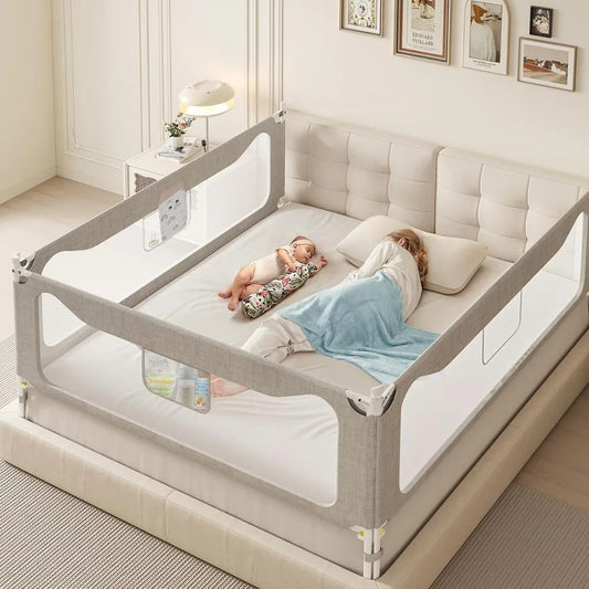 3-Sided Tall Adjustable Child Safety Bed Rail for King Size Beds