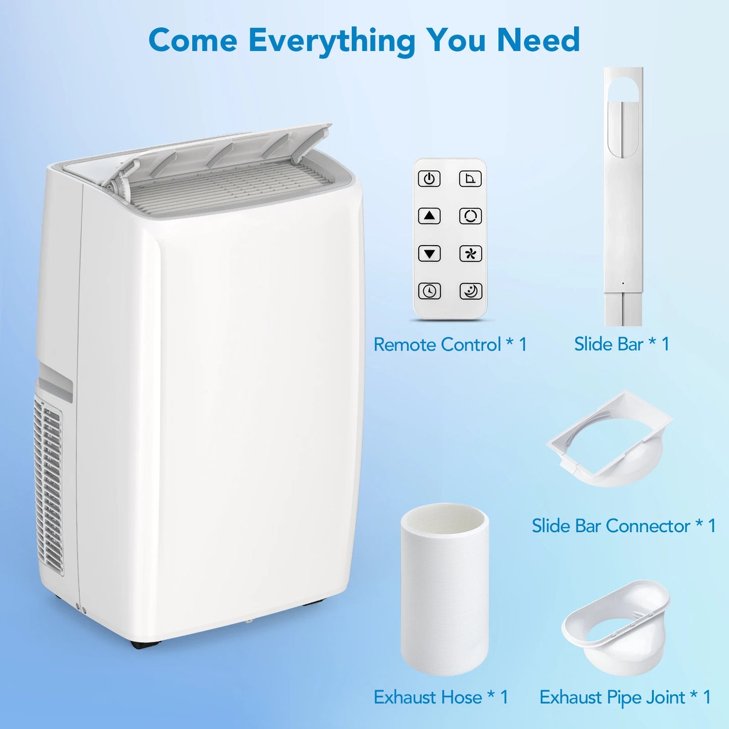 14,000 BTU Portable Air Conditioner - Quiet AC Unit Covers 750 Sq. Ft, 3 Fan Speeds, Dehumidifier Mode, Easy Install Window Kit