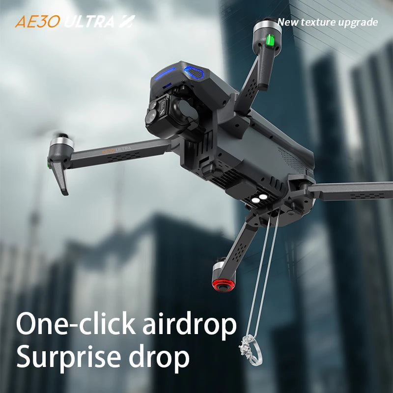 AE30 Professional Fishing Airdrop Drone 8K HD Camera 3-Axis Gimbal 10KM Brushless GPS FPV Dron Obstacle Avoidance RC Quadcopter