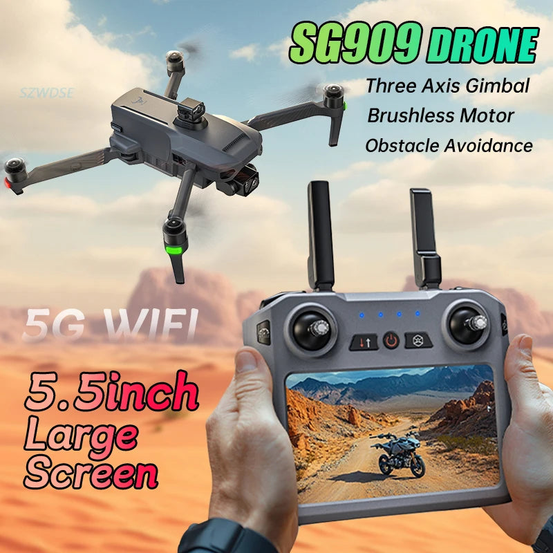 SJRC SG909 MAX Drone 4K Camera 3-Axis Gimbal WIFI Obstacle Avoidance Touch Screen FPV Brushless EIS SG909 RC Quadcopter Toy