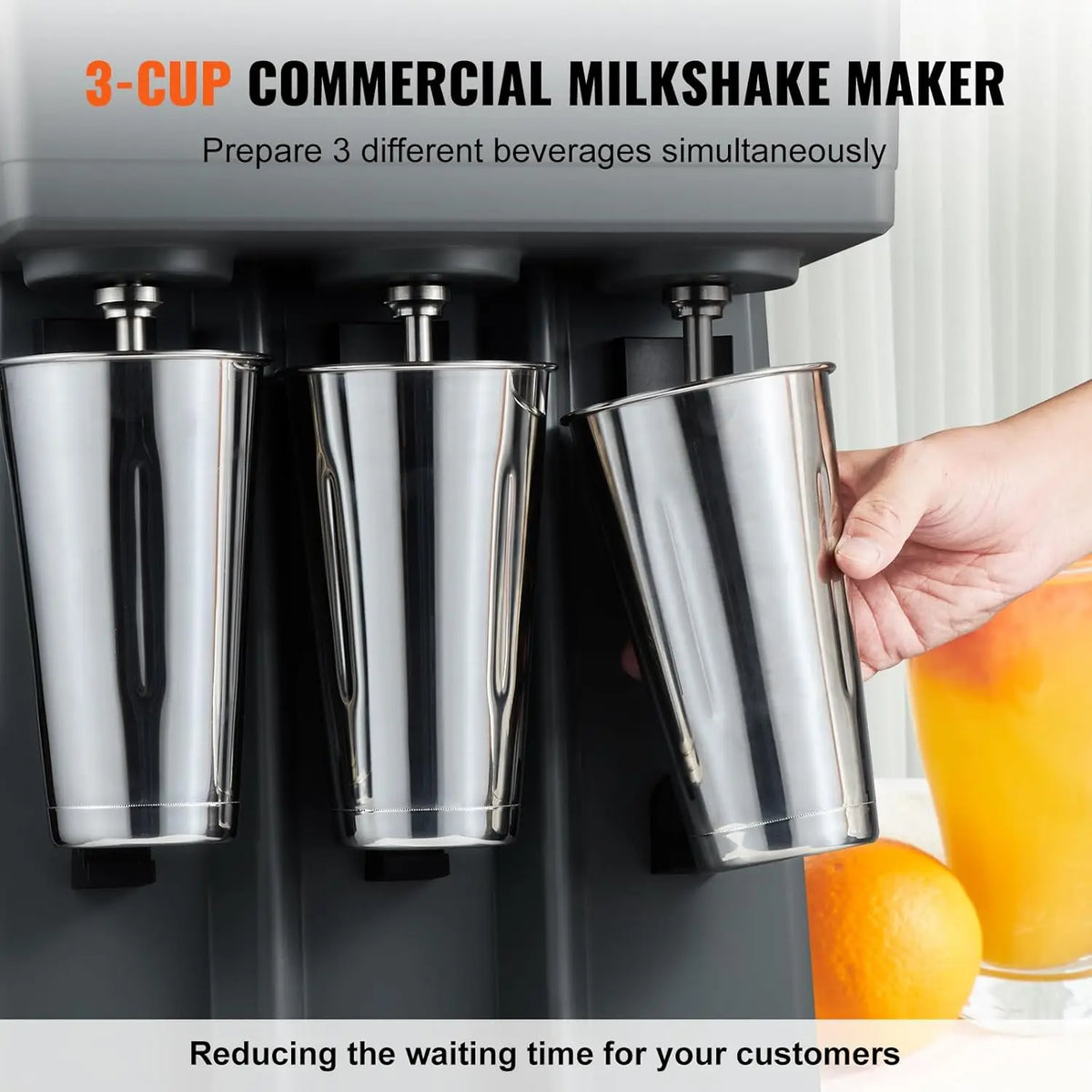 Milkshake Maker, 375W x 3 Electric Milkshake Machine, Triple Heads Drink Mixer Blender Machine, 3-Speed Milkshake Mixer