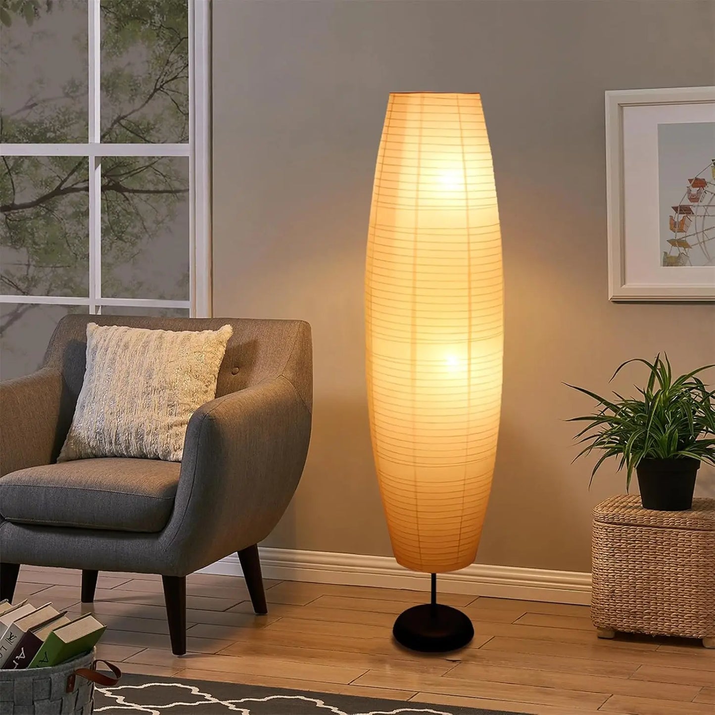 Paper Floor Lamp - Rice Paper Lantern Floor lamp Modern Large Floor Lamp for Bedroom,Living Room
