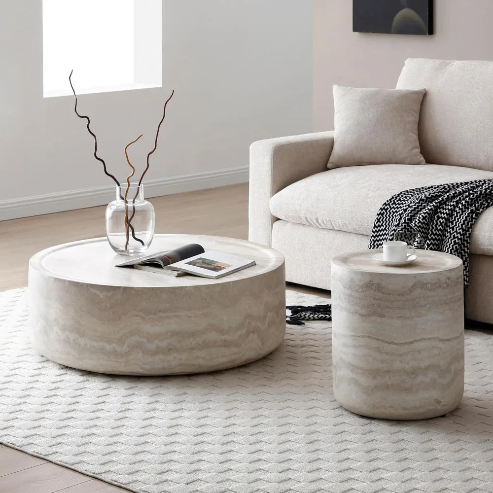 15.74 Inch Small Side Table for Living Room, Round Coffee Table Modern Center End Table for Small Space Apartment, Office