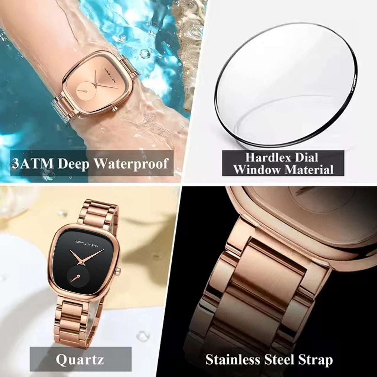 2025 New Women's Quartz Wristwatch 34mm Wine Barrel Rose Gold Black Stopwatch Fashionable Minimalist Style Oval Women's Watches