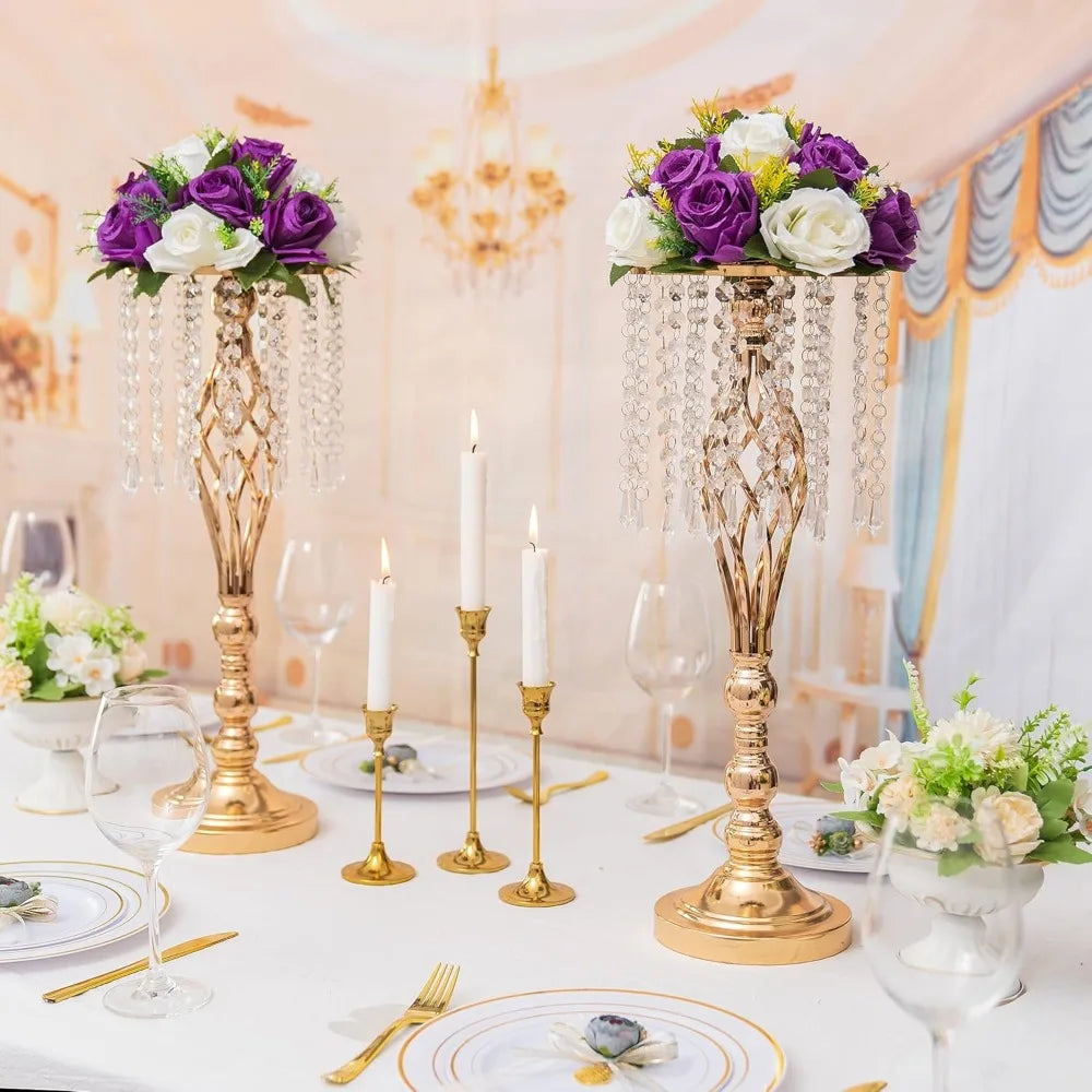 10pcs Gold Metal Flower Floor Stands, 21.7inch Tall Vases for Wedding Table Decor