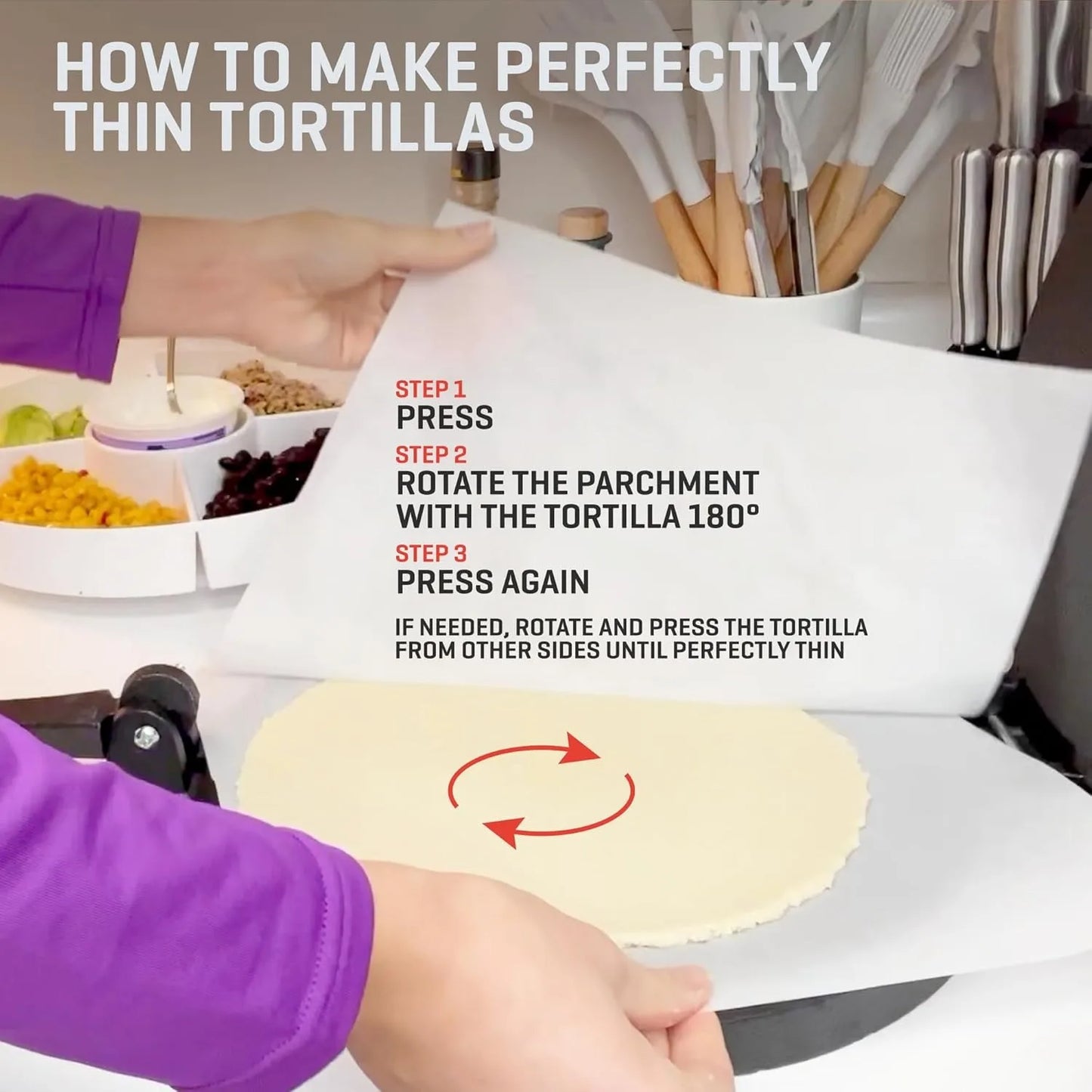 Cast Iron Tortilla Press 8 Inch with Cast Iron Comal Pan - Bundle of Cast Iron Tortilla Skillet for Roti, Tawa, Dosa,
