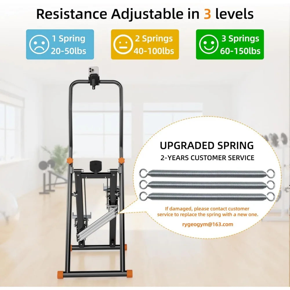 Home Cardio Exercise Vertical Climber: Upgraded Compact Stair Stepper with Adjustable Resistance for Full-Body Workouts