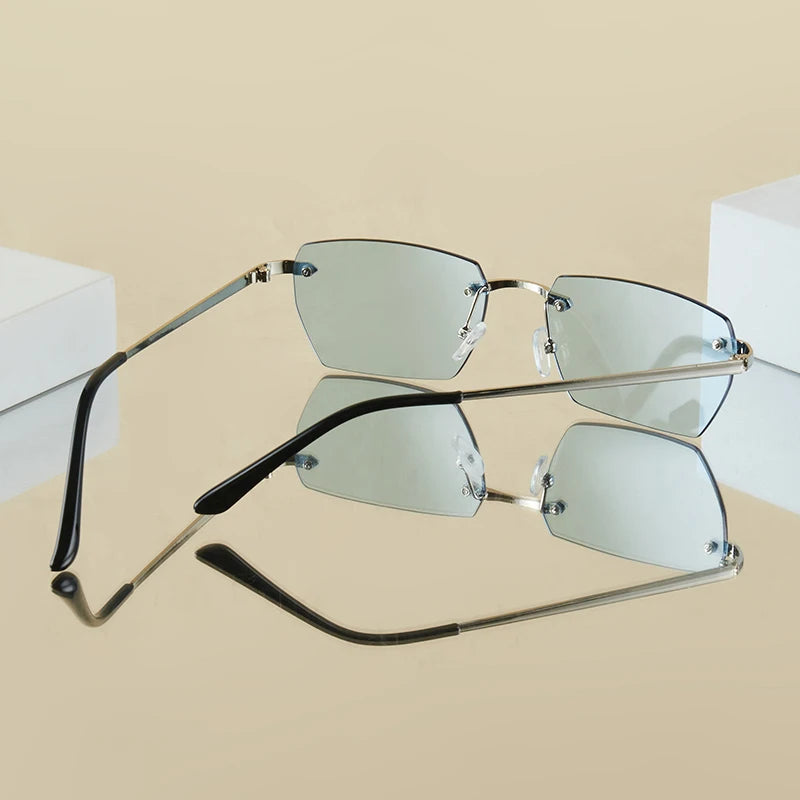 1Pc Men's Fashion Glasses New Metal Square Frameless Elegant Retro Casual Versatile Men's Decorative Suitable for Daily Outdoor