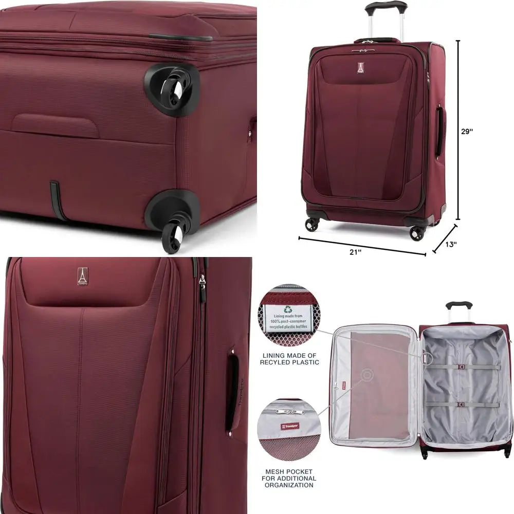 Expandable Softside Luggage with 4 Spinner Wheels, Lightweight Suitcase, 29-Inch, Burgundy, Men & Women