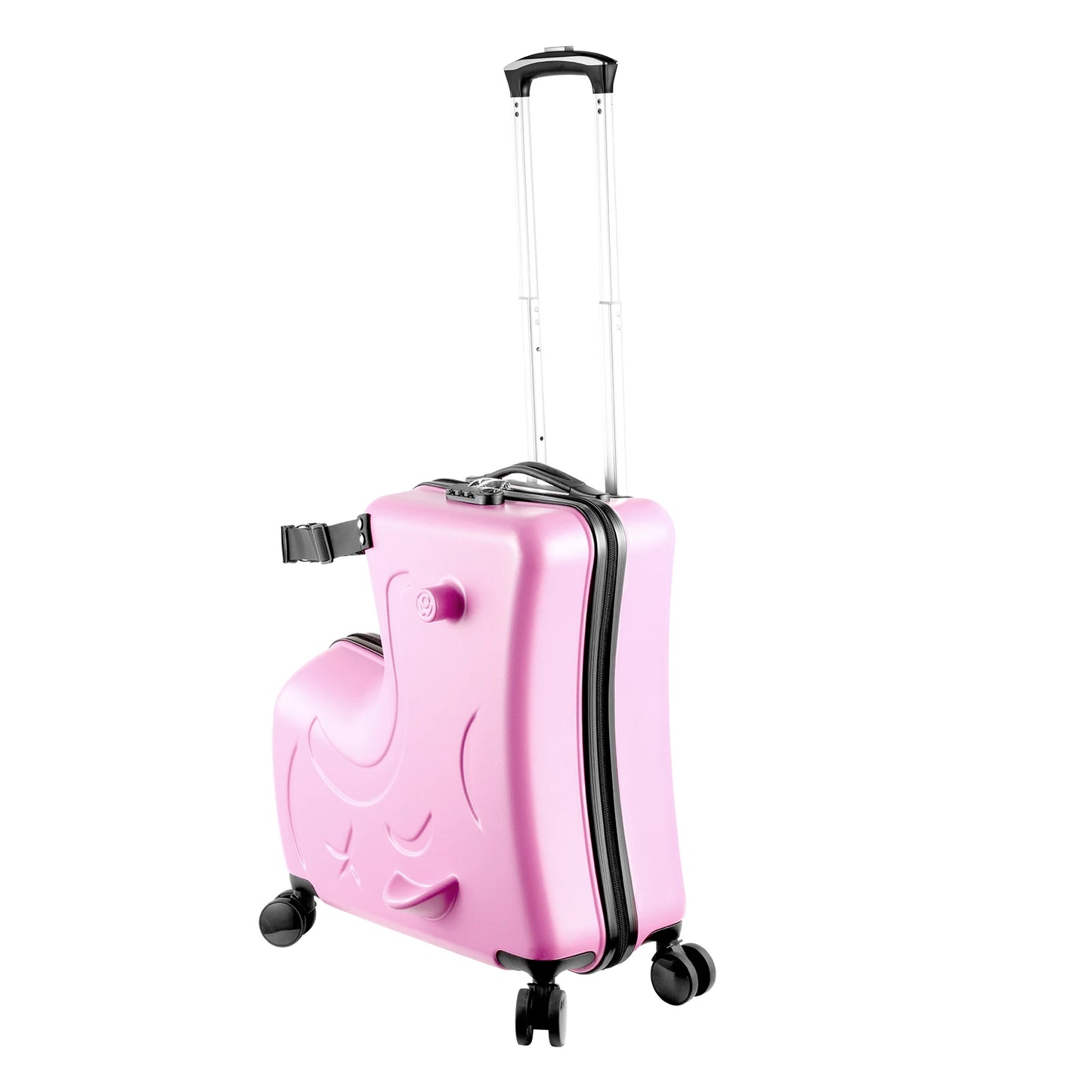 Kids Ride on Luggage Toddler Luggage Seat Ride on Kids Travel Suitcase with Safety Belt,Wheels for Toddler Airplane Travel pink