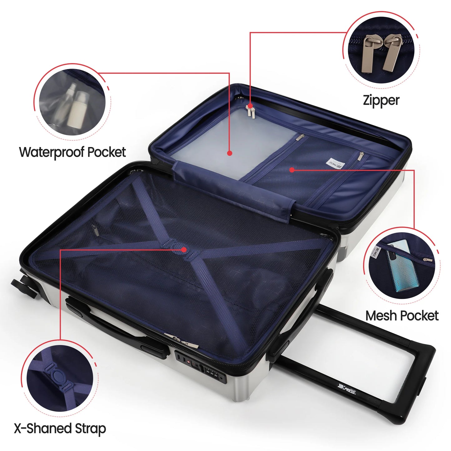 Hardshell Luggage Set 3 Piece  ABS Suicase Set Lightweight Expandable Suitcase with Spinner Wheels & TSA Lock