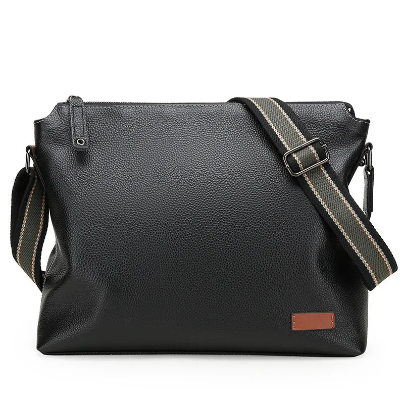New Genuine Leather Men's Shoulder Bag Horizontal Messenger Bag Cowhide Casual Business Man Crossbody Bag Large Capacity Men Bag
