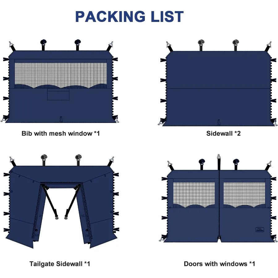 5pcs Sidewalls for 10X10 Commercial Instant Canopy Tent Converts Canopies into Tent for Camping with Removable SUV Tailgate Can