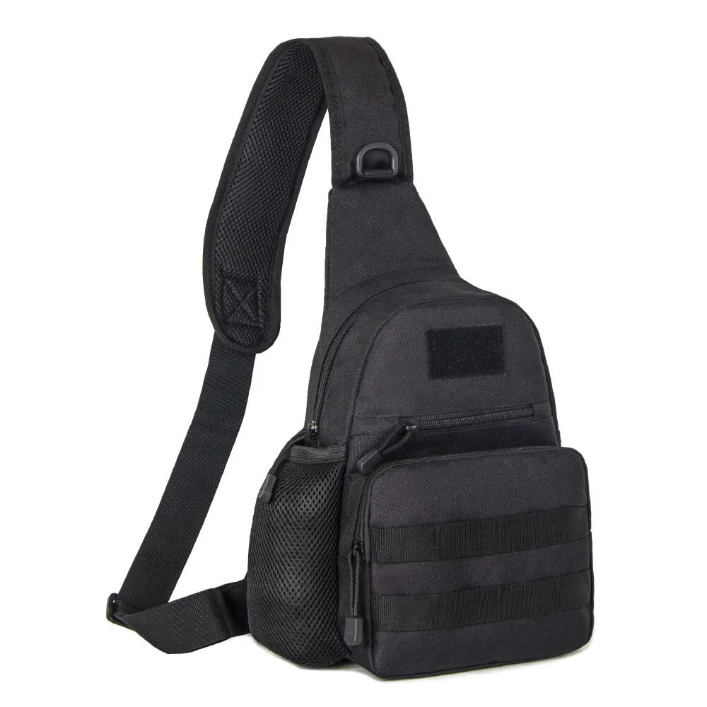 Men‘’s Backpack Molle Tactical Sling Chest Bag Travel Crossbody Bag Pack Messenger Sling Shoulder Bag Water Bottle Holder Bag
