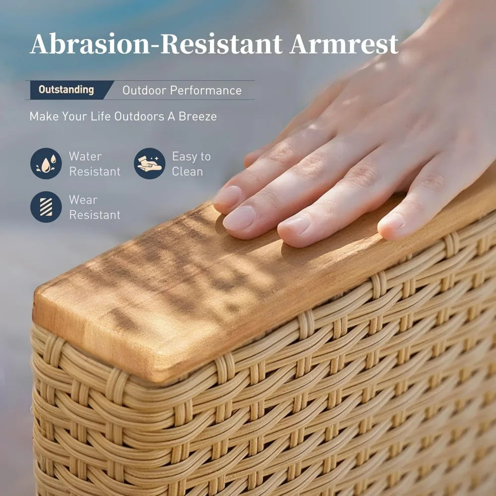 Wicker Patio Furniture Set, 3 Piece All-Weather Outdoor Patio Conversation Set, Outside L-Shaped Sectional Sofa Couch with