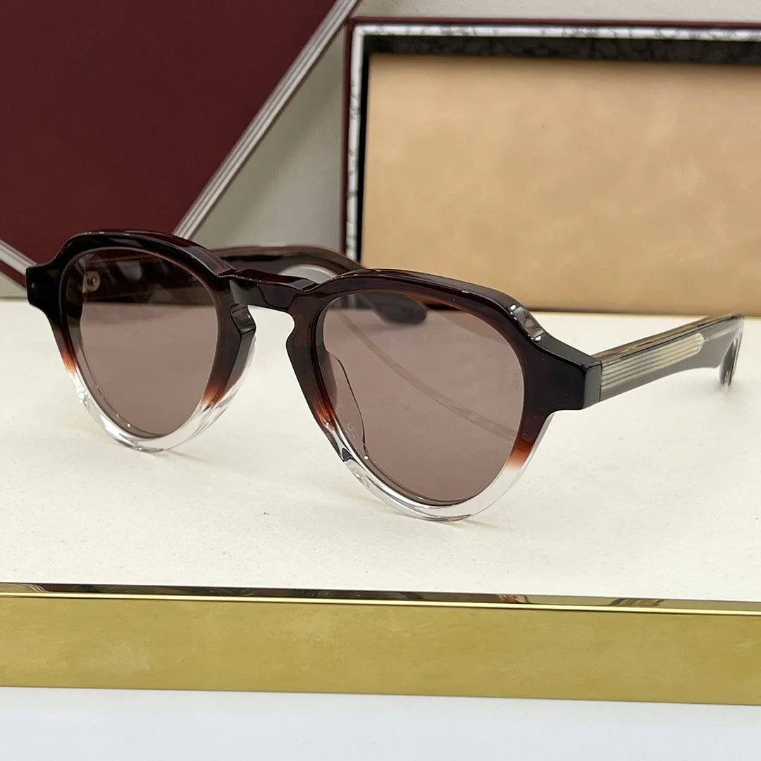 HATFIELD Oval Acetate Sunglasses Vintage Retro UV400 Eyewear for Men and Women Fashion Outdoor Shades