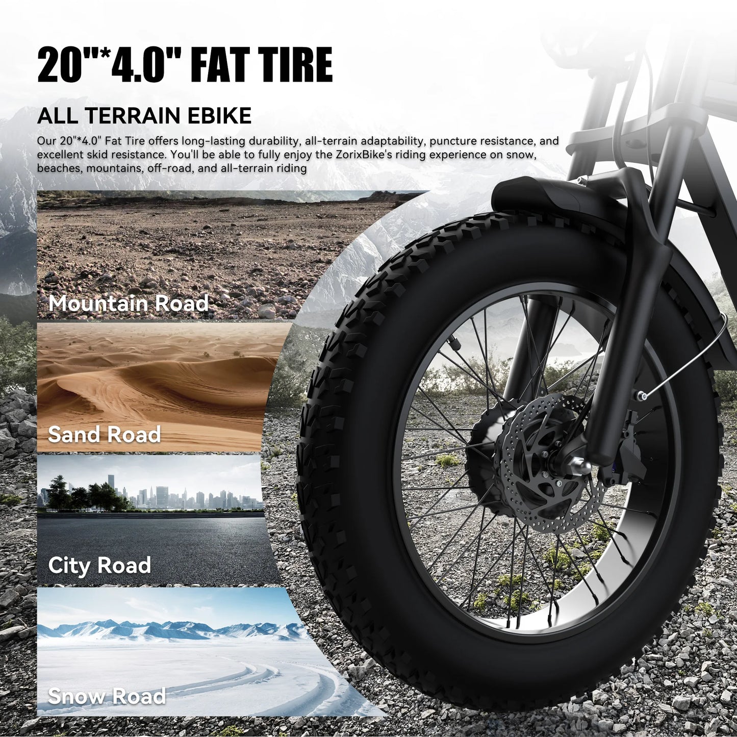 ZorixBike Electric Bike for Adults 3000W 35MPH 48V 23AH Max 80Miles Electric Motorcycle 20" Fat Tire Bike Shamano 7-Speed EBike