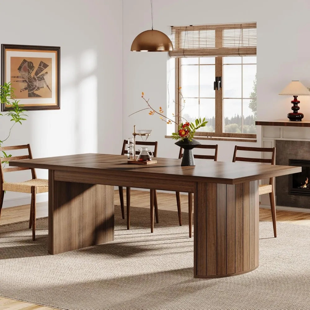 78.7" Extra Long Dining Table for 6-8 People, Large Farmhouse Kitchen Table with Wooden Tabletop, Rustic Style Rectangular Dinn