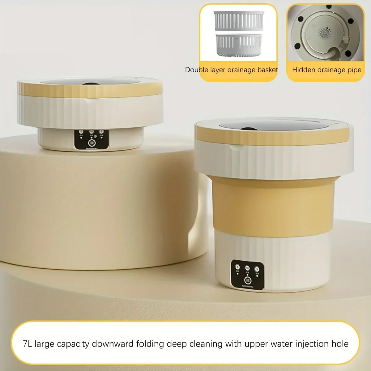 [Mini Washing Machine] 1pc Portable Mini WashingMachine - High Capacity 8L, 3 Deep Cleaning Modes - Perfect ForApartments