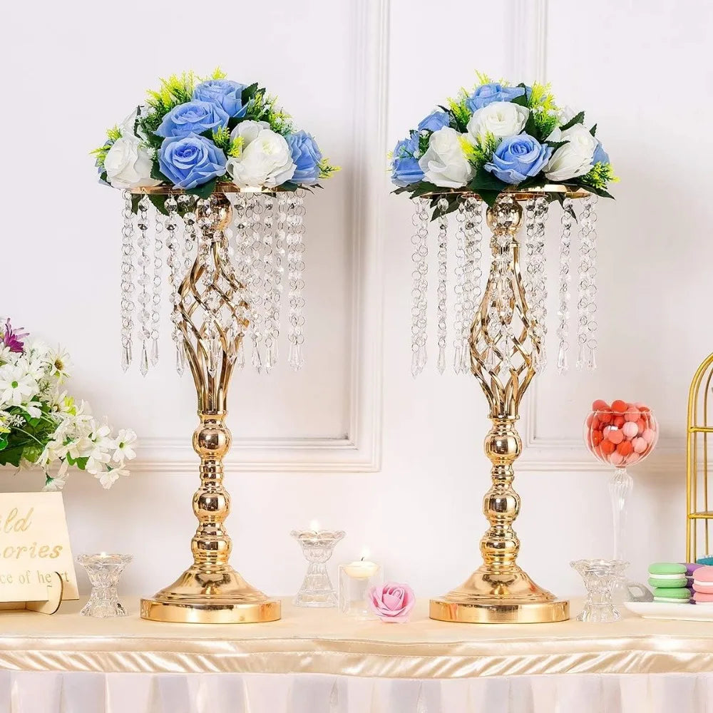 10pcs Gold Metal Flower Floor Stands, 21.7inch Tall Vases for Wedding Table Decor