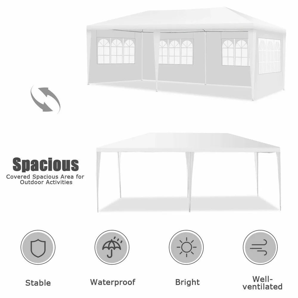 Outdoor 10'x20' Canopy Tent Heavy Duty Wedding Party Tent W/4 Sidewalls & Window