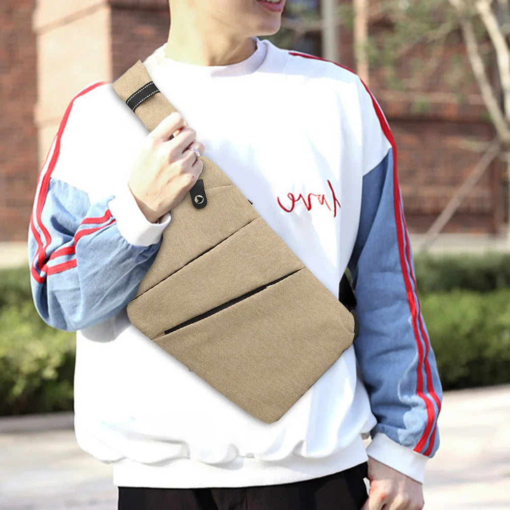 Men Shoulder Bag Anti-thief Commute Bag Security Adjustable Strap Nylon Multifunctional Simple Portable for Outdoor Fitness