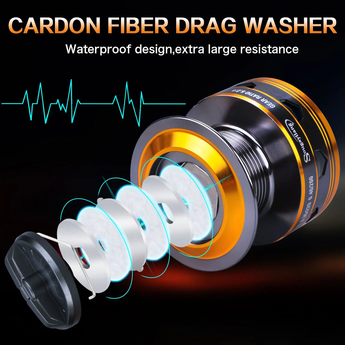 Sougayilang 4000/5000 Spinning Fishing Reel Aluminum Alloy Spool Max Drag 16kg 5.2:1 Gear Ratio Spinning Bass Freshwater Fishing