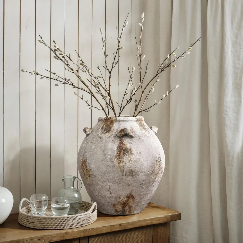 Ceramic Flower Vase12'' Mottled Brown and White Vase for Living Room Decor Jug Terracotta Vases with Handles Home Décor Accents