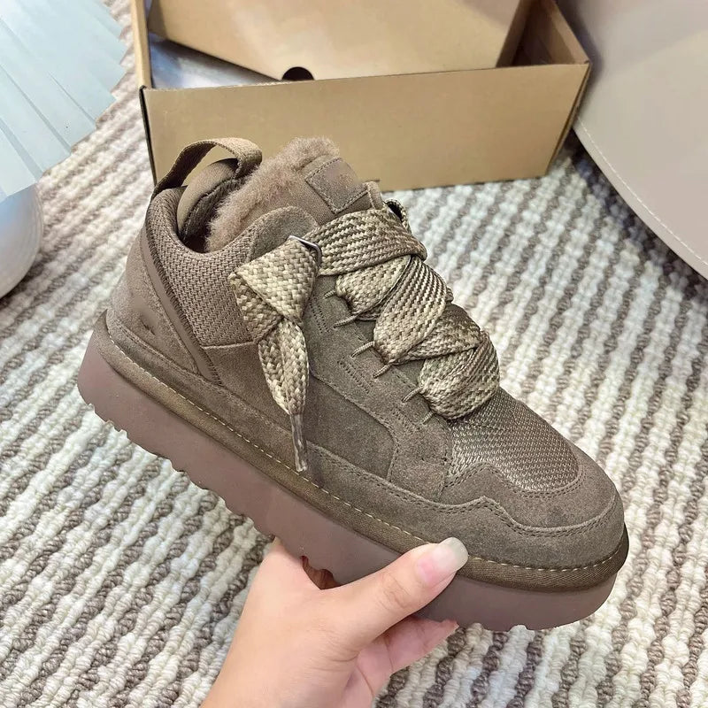 2026 Winter Women's Shoes Luxury Cotton Snow Boots Versatile Casual Shoes Unisex Thickened Plush Warm Non-Slip Ankle Boots