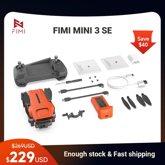 FIMI Mini 3 SE Ultralight 249g Foldable Drone, 4K/30fps Camera with 3-Axis Gimbal, 9km Transmission, 12MP Smart Tracking, GPS