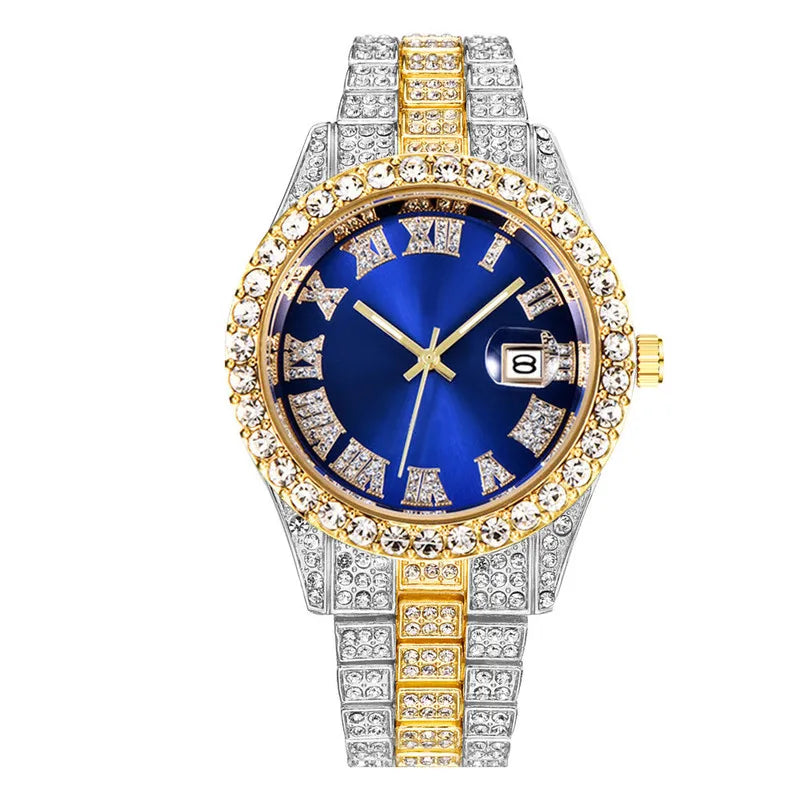 New 2025 Watch For Men Luxury Iced Out Diamond Quartz Men's Watches Calendar Hip Hop Male Clock Relogios Masculino Drop Shipping
