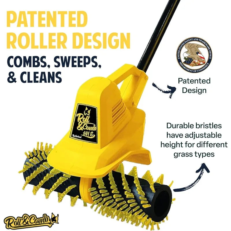 Artificial Turf Sweeper Broom by Roll & Comb, Corded Electric Power Rake for Artificial Grass, Fake Grass Cleaner for Dogs