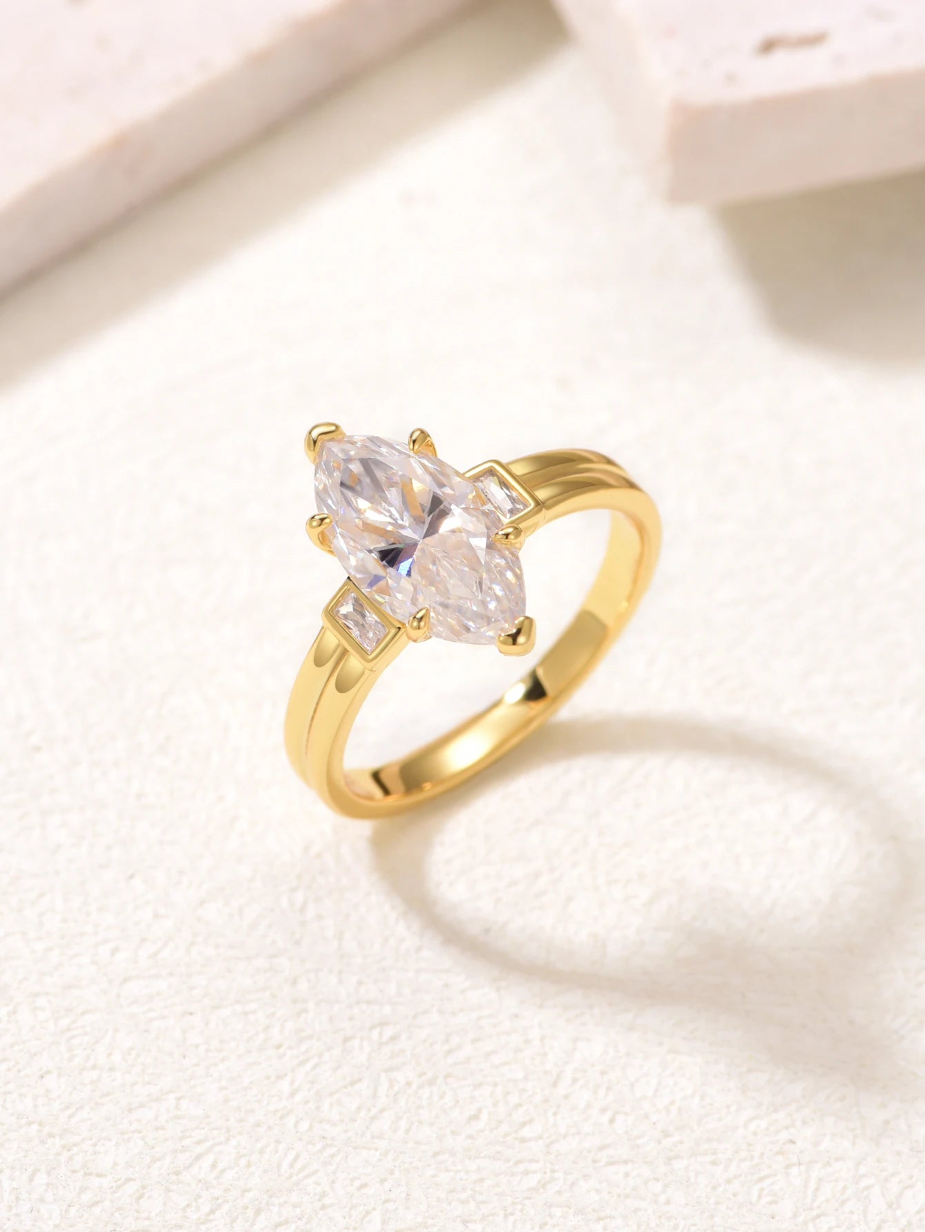 S925 Sterling Silver 3CT Marquise Moissanite Ring Set Fine Jewelry Gold-plated 18k Suitable for Birthday Gifts