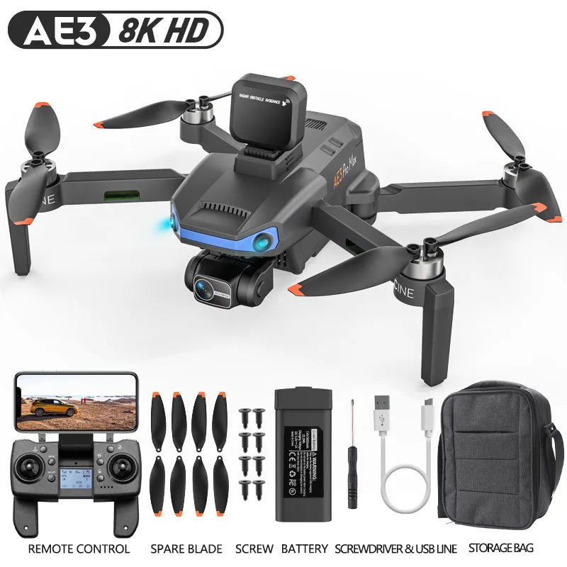 AE3 MAX Drone GPS 4K Camera 3-Axis Gimbal Anti-shake Aerial Photography Brushless Foldable Quadcopter thermal drone