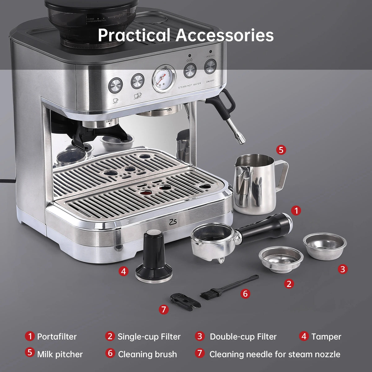 20 BarEspresso Machine Semi Automatic Espresso Maker with Grinder Latte and Cappuccino Espresso Coffe Machine w/Automatic Milk