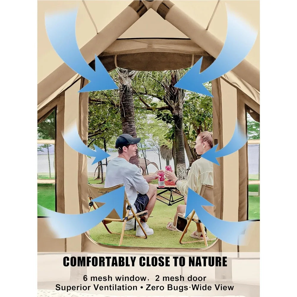 Portable Air-Inflatable Camping Tents: Waterproof Family Glamping Shelter with Hand Pump