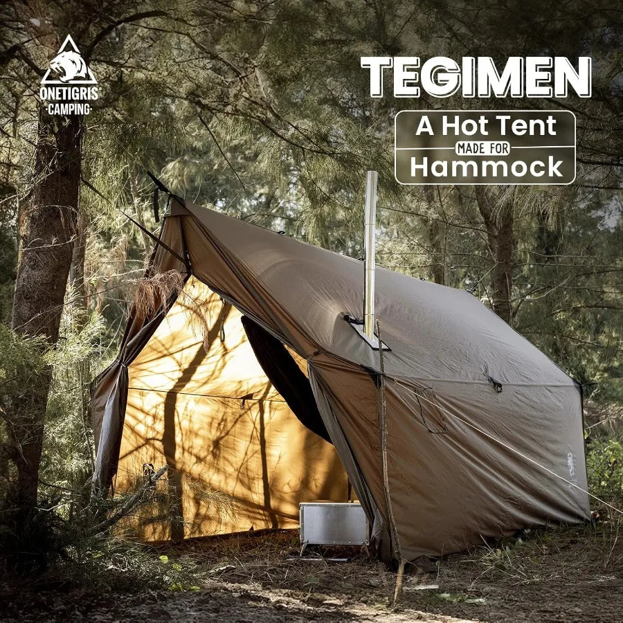 TEGIMEN Hammock Hot Tent with Stove Jack - Spacious Versatile Wall Tent with Snow Skirt for Extreme Weather Camping 3000mm Wate