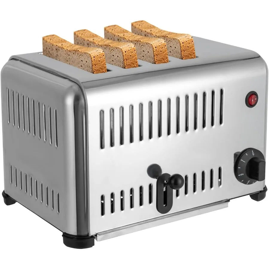 4-Slice Toaster with Wide Slots for Restaurant and Home Use 1650W Stainless Steel Smart Countertop Pop-Up Bread Baking Machine