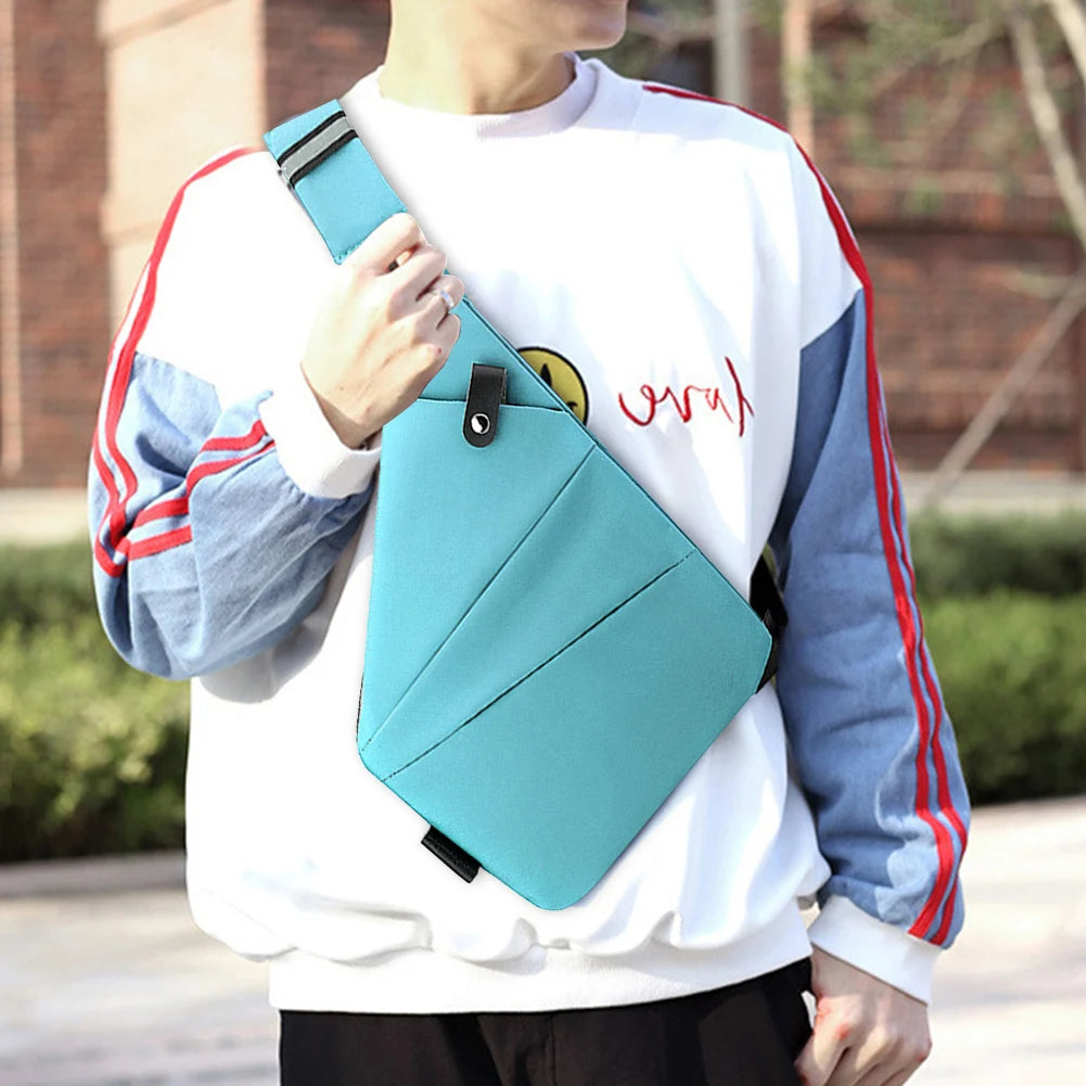 Mens Fashion Chest Bag Travel Crossbody Bag Large Capacity Simple Sling Bag Anti Theft Bag Adjustable Strap Waist Pack