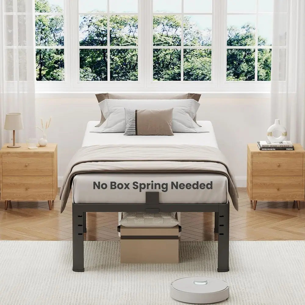 14 Twin XL Metal Bed Frame with Round Legs, 3,500 lbs Capacity, Easy Assembly, No Box Spring Needed